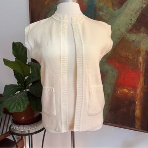 Cream Sleeveless Cardigan Vest